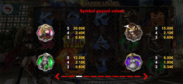 Samurai Girl Paytable 1 2