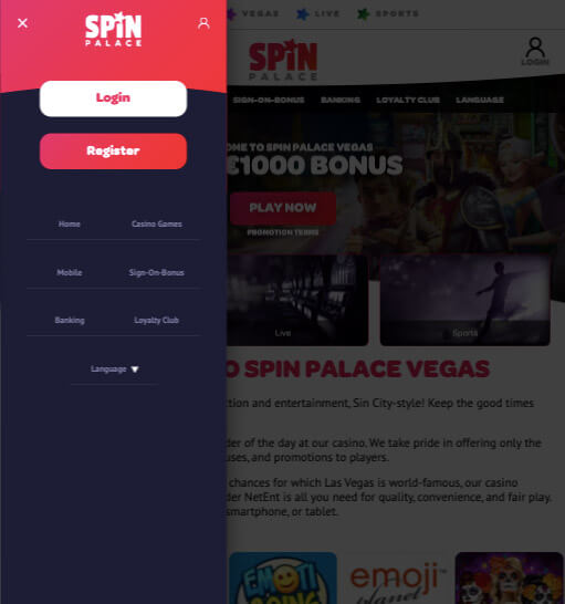 Spin Palace Register 1
