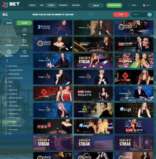 22 Bet Live Casino 1