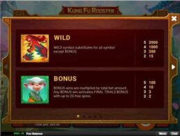 Kung Fu Rooster Paytable e1534255157694