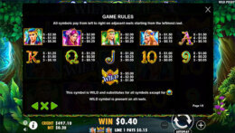 Wild Pixies Paytable