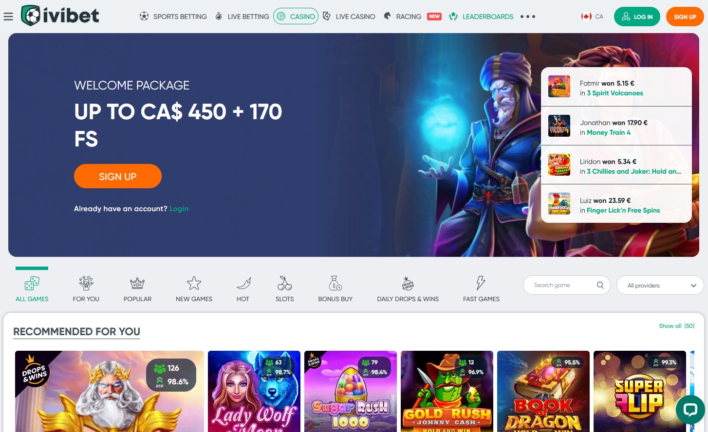 Ivibet Casino Review Casino Section CA