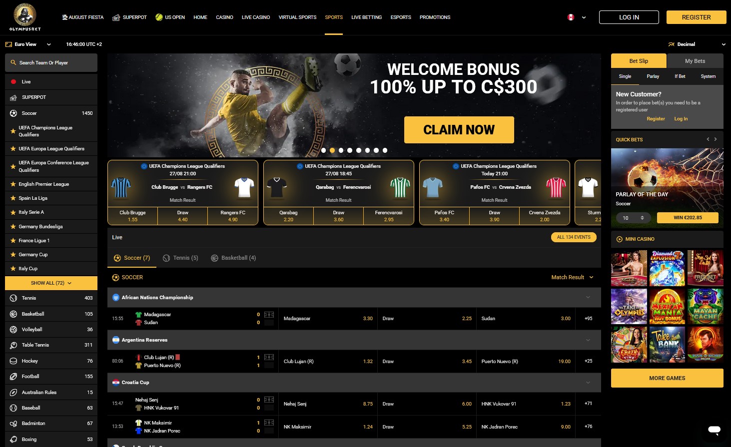 Olympusbet Casino Review Sports Section CA