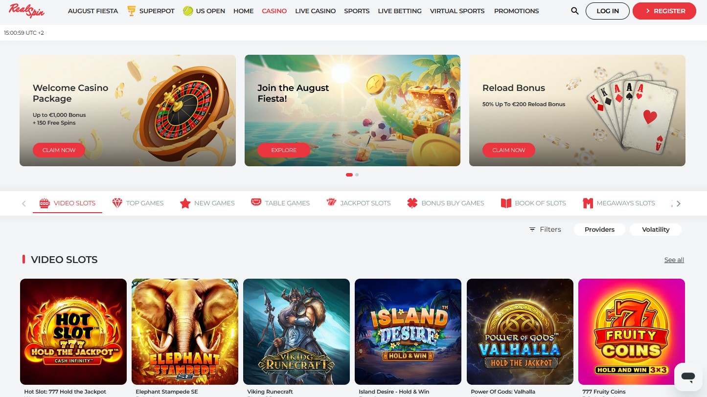 RealSpin Casino Review Casino Section CA