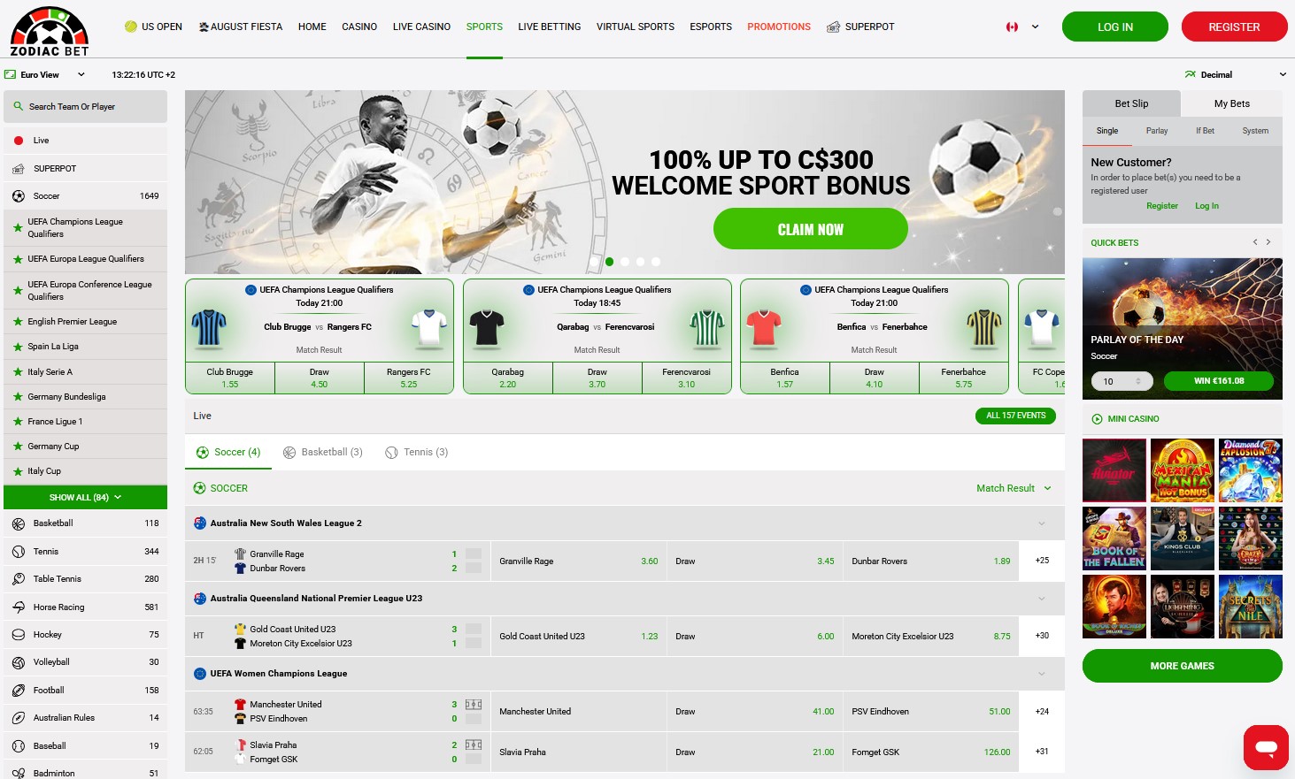 Zodiacbet Casino Review Sports Section CA